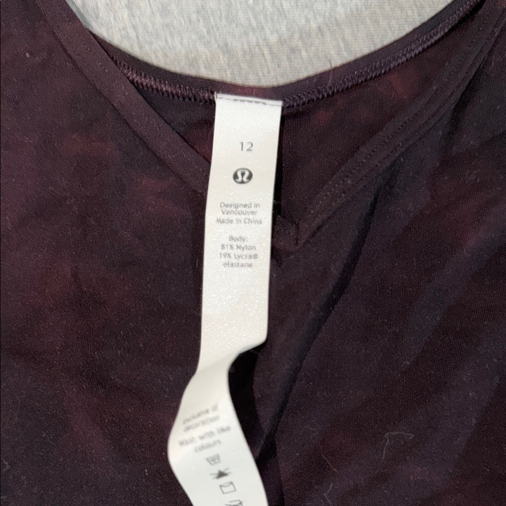 Lululemon- Tie-dye Burgundy Women's Top - Picture 2 of 5